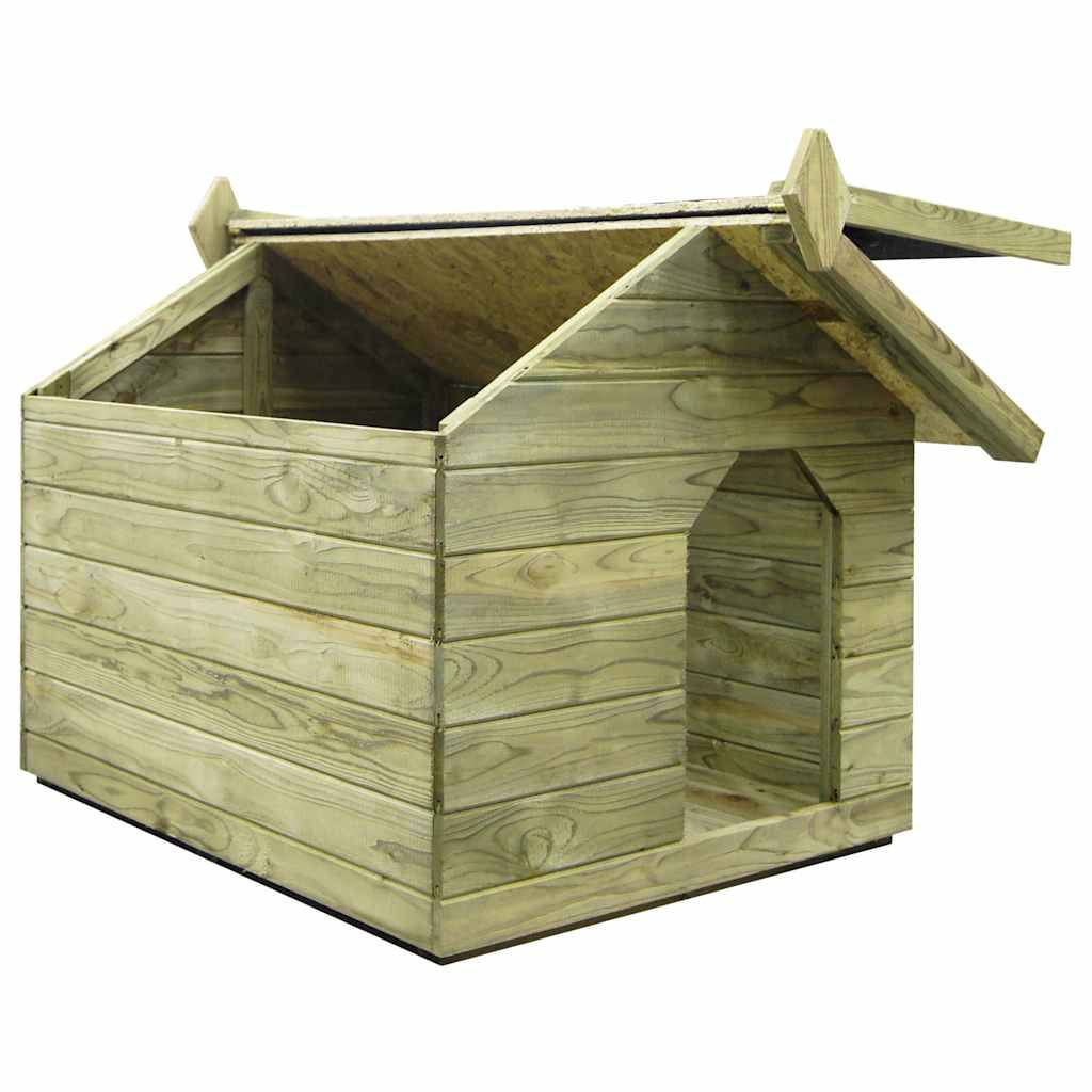 Vidaxl Casa De Perros De Jardín Tejado Abierto Madera Pino Impregnada_4