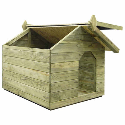 Vidaxl Casa De Perros De Jardín Tejado Abierto Madera Pino Impregnada_4