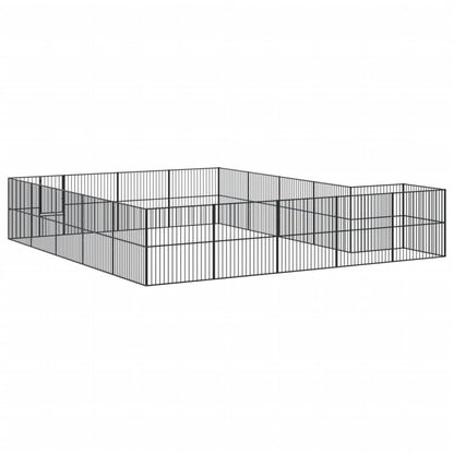 Vidaxl Corralito Para Perros Con 20 Paneles Acero Galvanizado Negro_5