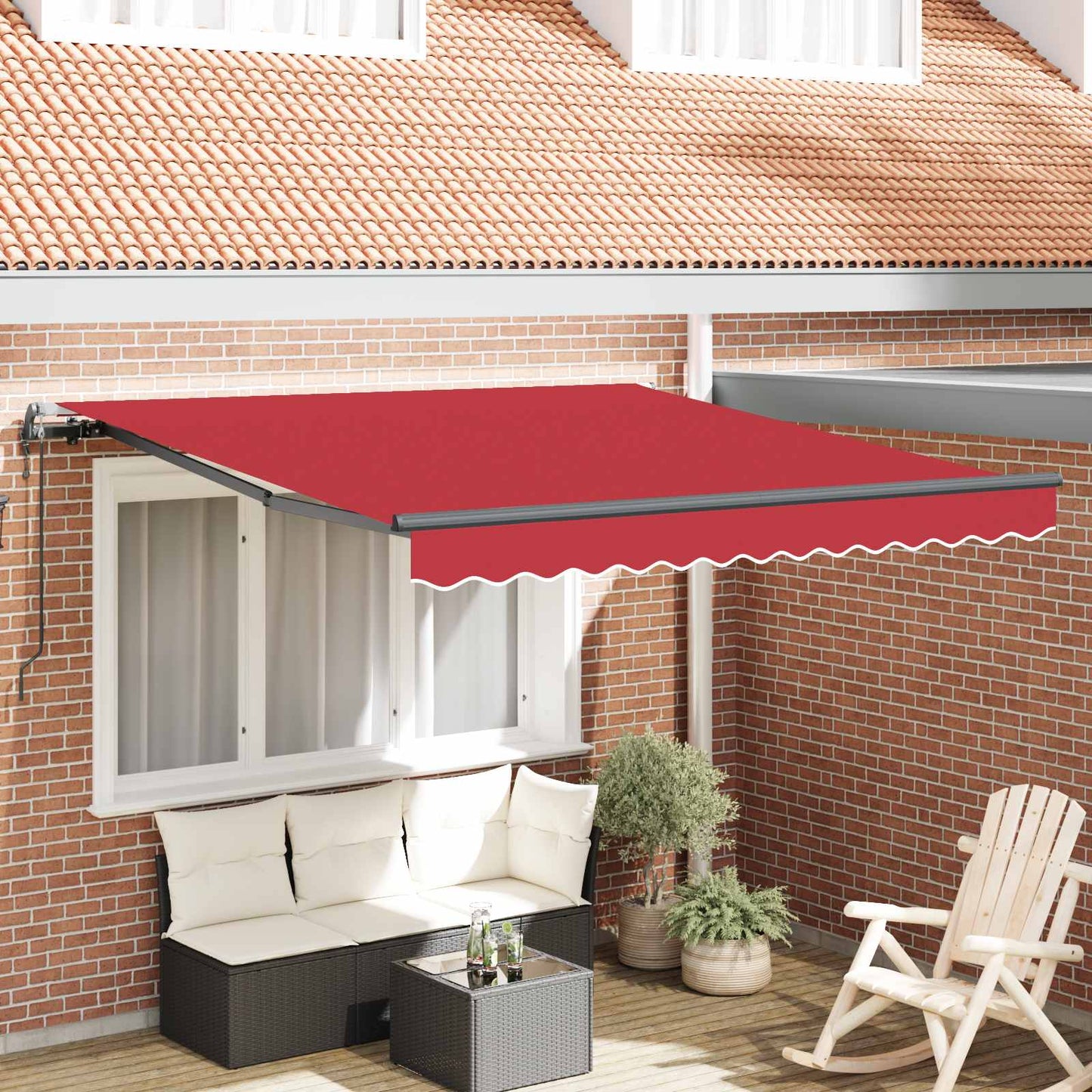 Toldo Retráctil Rojo 300 X 250 Cm Tela Y Aluminio_1