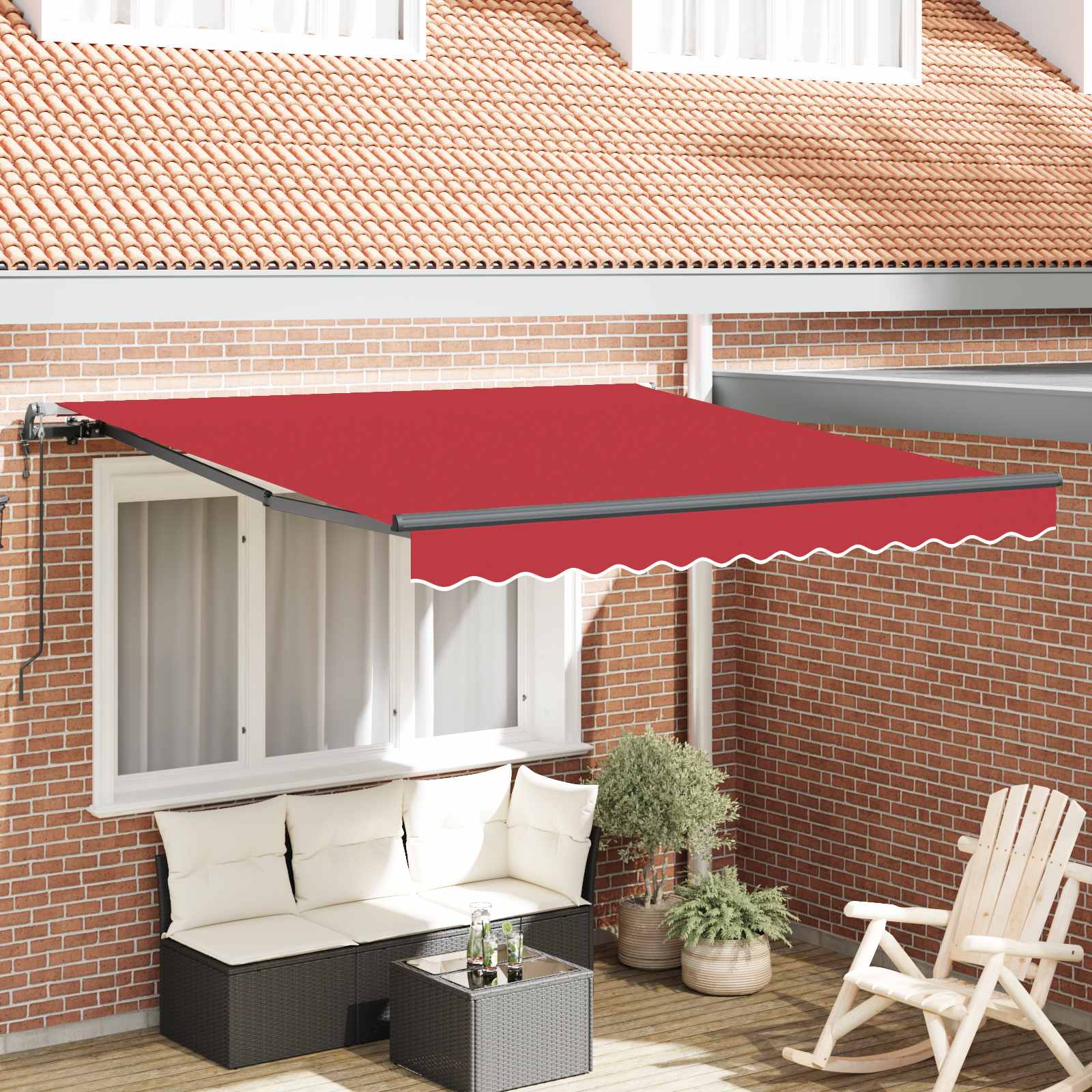Toldo Retráctil Rojo 300 X 250 Cm Tela Y Aluminio_1