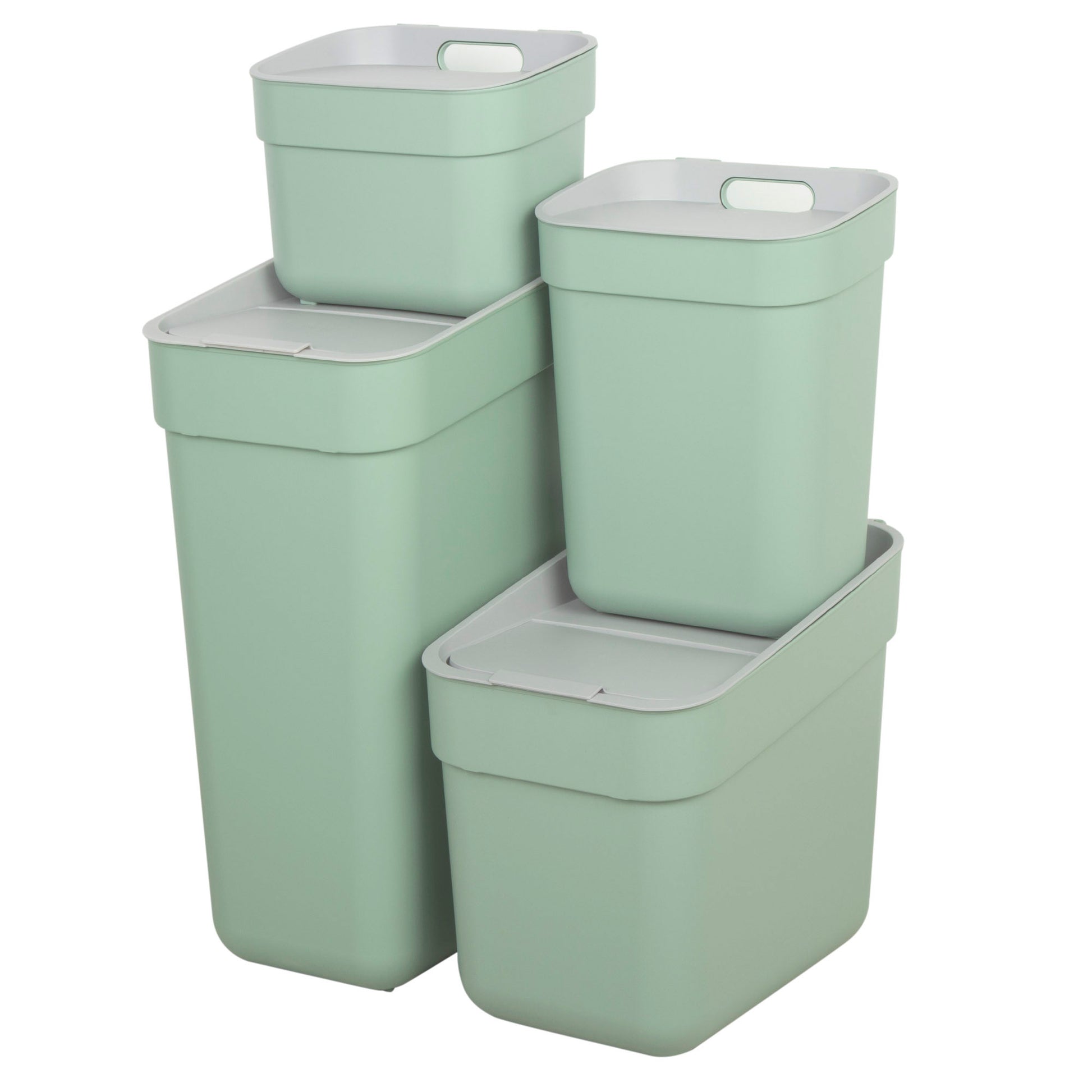 Curver Pack 4 Cubos De Reciclaje Ready To Collect (30l + 20l + 10l + 5l) Verde_0