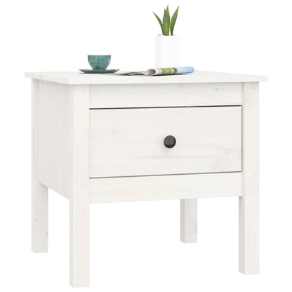 Mesa Auxiliar De Madera Maciza De Pino Blanco 50x50x49 Cm_2