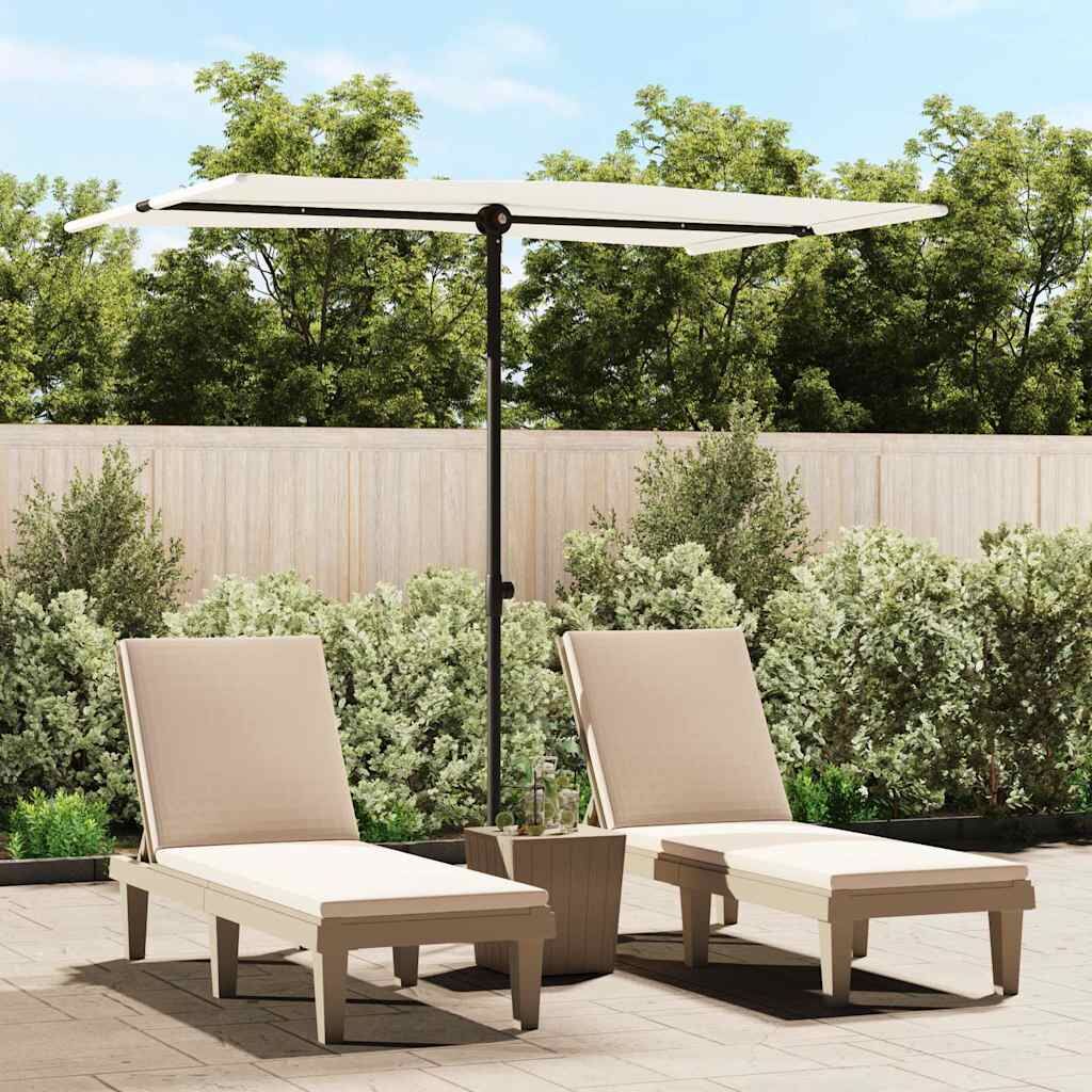 Vidaxl Sombrilla De Jardín Con Palo De Aluminio Blanco Arena 2x1,5 M_1