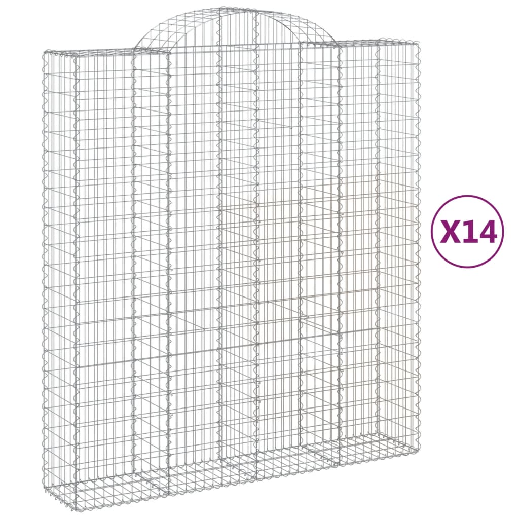 Cestas De Gaviones 14 Uds Forma De Arco Hierro 200x50x220/240cm_0