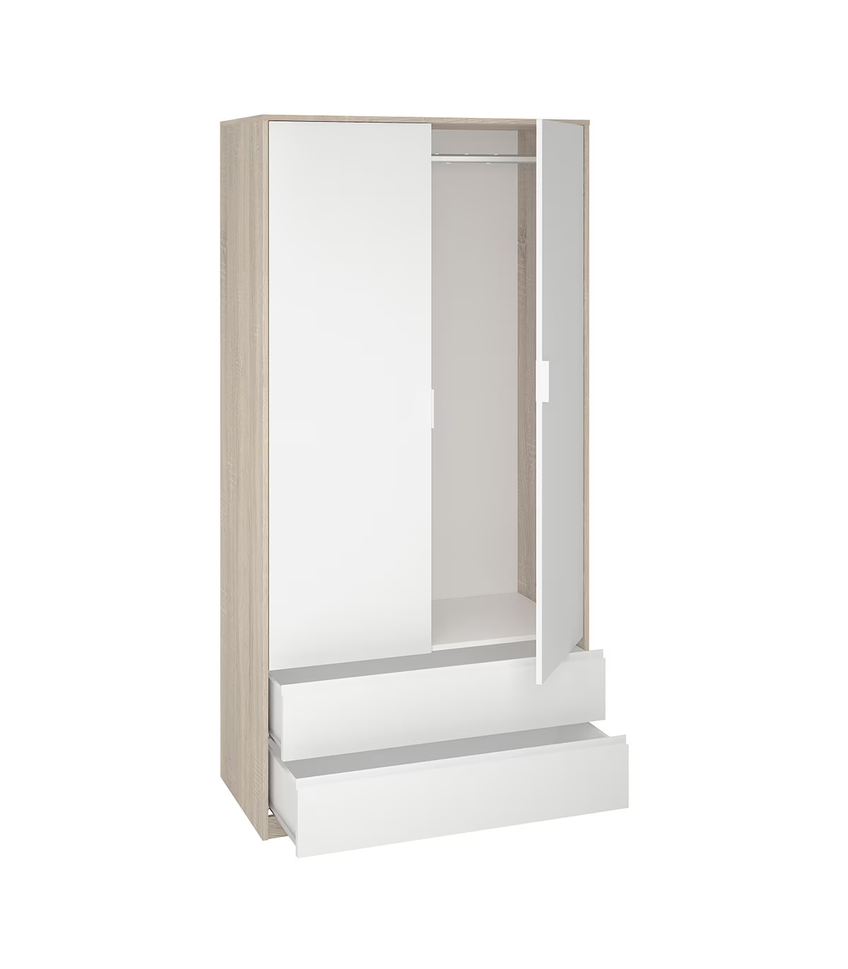 Armario 2 Puertas 2 Cajones Abatibles Acabado Roble Cortez/blanco 200 Cm(alto)100 Cm(ancho_5