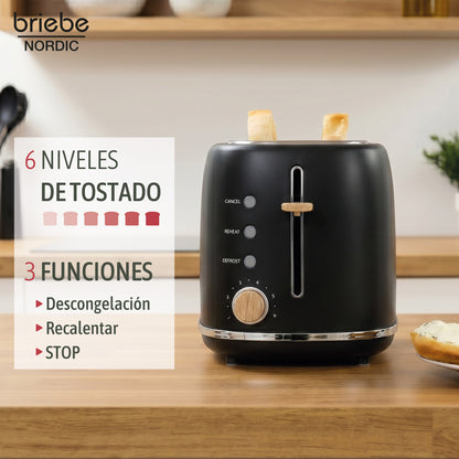 Briebe Nordic Set Cafetera 20 Bares Cápsulas, Café Molido Espumador Leche Tostadora 2 Rebanadas Anchas,skt1221blk,negro_3