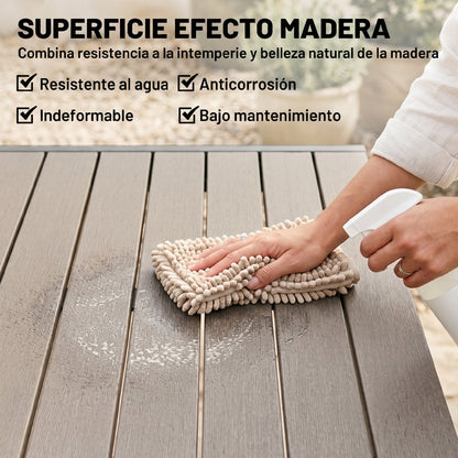 Outsunny Conjunto De Mesa Y Sillas Jardín Con 8 Sillas Y Mesa Extensible Gris_5