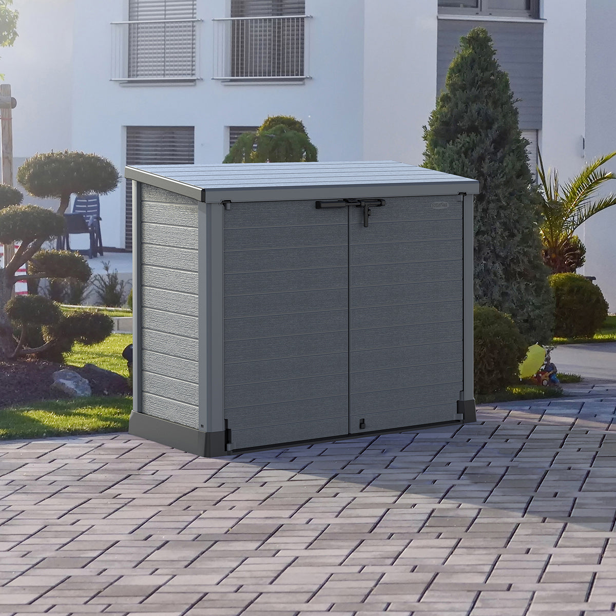 Arcón Cubre Cubos Exterior 1200 L Pvc Gris Claro_2