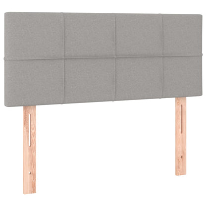 Cama Box Spring Colchón Y Luces Led Tela Gris Claro 100x200 Cm / Vetonek_2