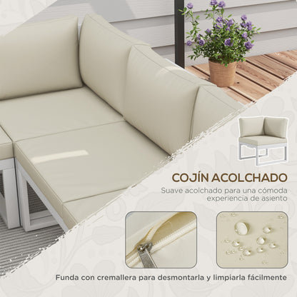 Outsunny Conjunto De Muebles De Jardín 4 Piezas Incluye 3 Sofás Crema_4