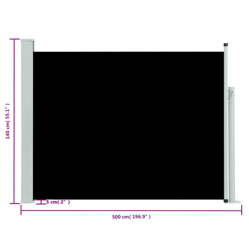Vidaxl Toldo Lateral Retráctil Para Patio Negro 140x500 Cm_2