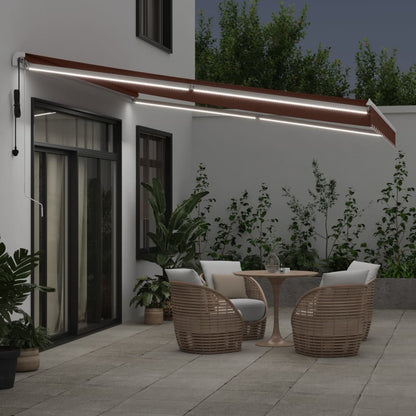 Toldo Retráctil Automático Con Luces Led Marrón 400x350 Cm_2