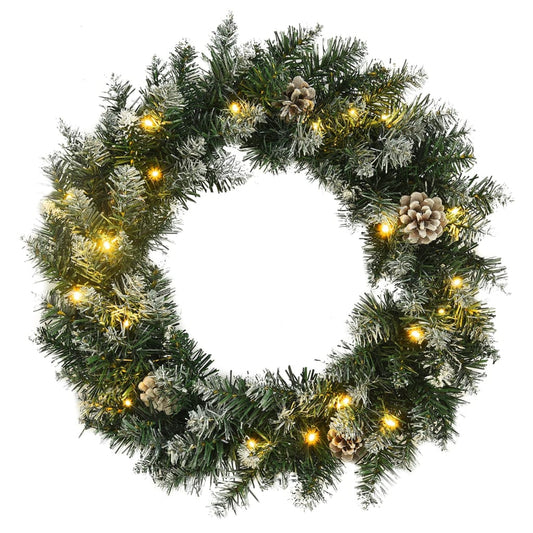 Vidaxl Corona De Navidad Con Luces Led Pvc Verde 60 Cm_0