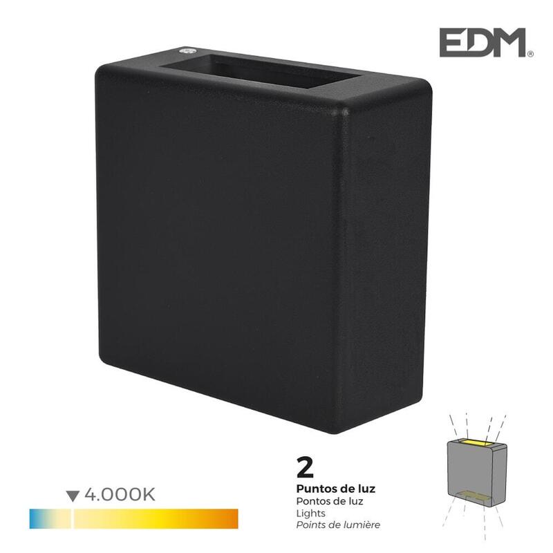 Aplique Led 3w 85lm 4.000k Luz Dia Cuadrado 2 Proyecciones Edm_0