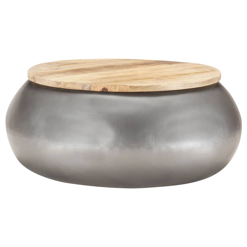 Mesa De Centro De Madera Maciza De Mango Gris 68x68x30 Cm_4