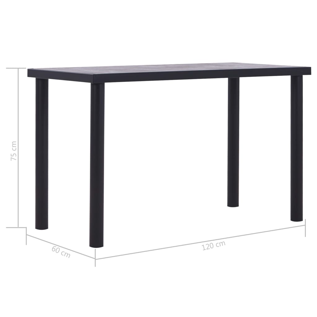 Mesa De Comedor De Mdf Negro Y Gris Hormigón 120x60x75 Cm_3