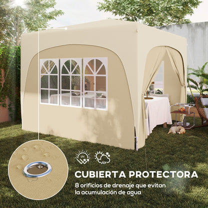 Outsunny Carpa Plegable Gazabo 3x3 M Con Paneles Laterales Upf50+ Arena_5