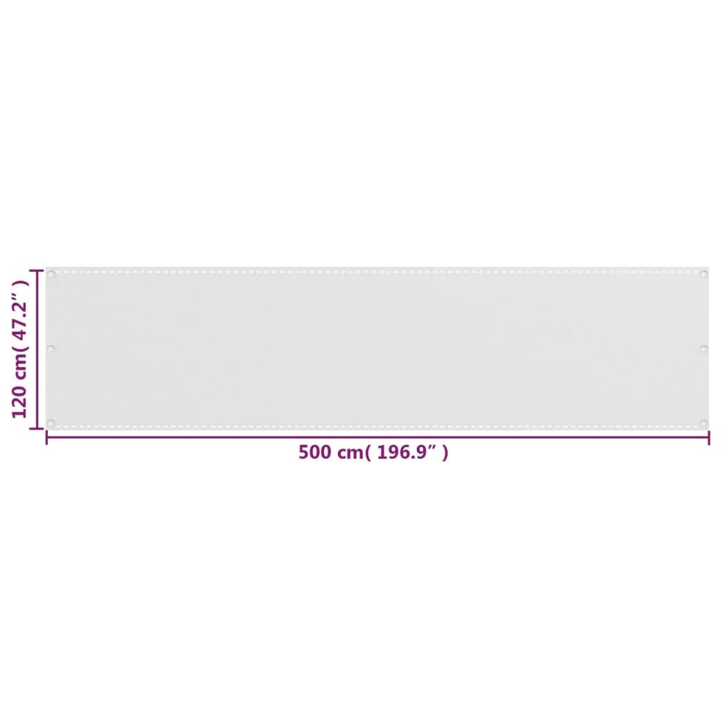 Vidaxl Toldo Para Balcón Hdpe Blanco 120x500 Cm_4
