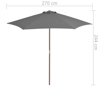Vidaxl Sombrilla De Jardín Con Palo De Madera Antracita 270 Cm_2