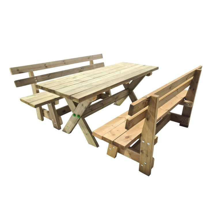 Mesa De Madera Xerta Con Bancos Con Respaldo Vic._4