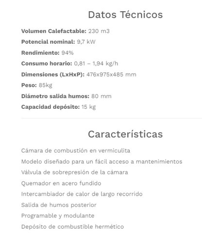 Fabricalor Estufa De Pellets Classic 10 Gris Ventilada_1