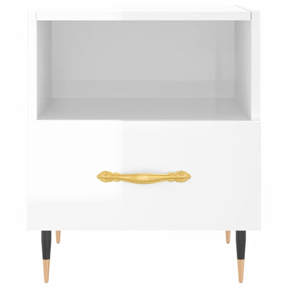 Mesita De Noche Madera De Ingeniería Blanco Brillo 40x35x47,5cm_2
