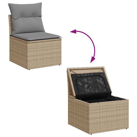 Set De Sofás De Jardín Con Cojines 9 Pzas Ratán Sintético Beige / Vetonek_0