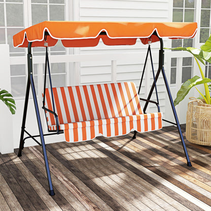 Outsunny Columpio De Jardín De 3 Plazas Techo Ajustable 172x110x153 Cm Naranja_1