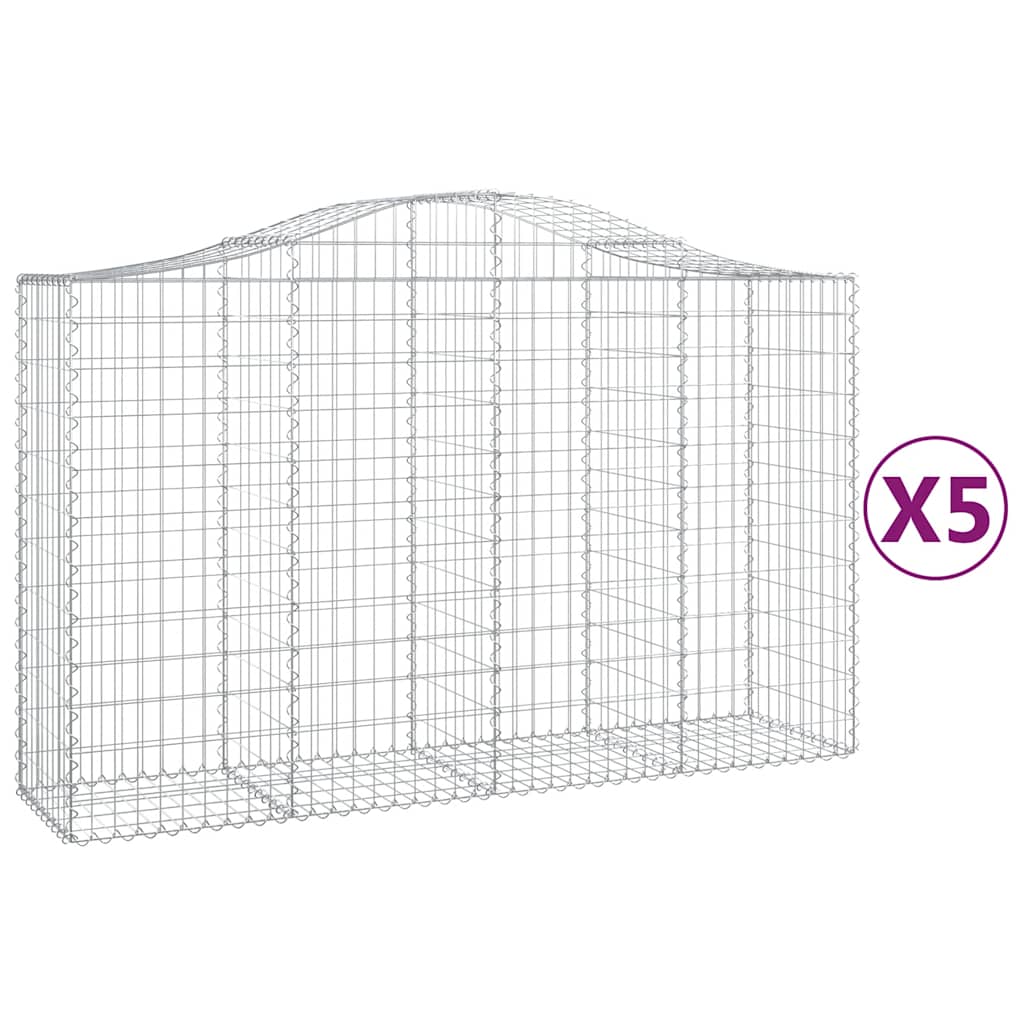 Cestas De Gaviones 5 Uds Forma De Arco Hierro 200x50x120/140 Cm_0