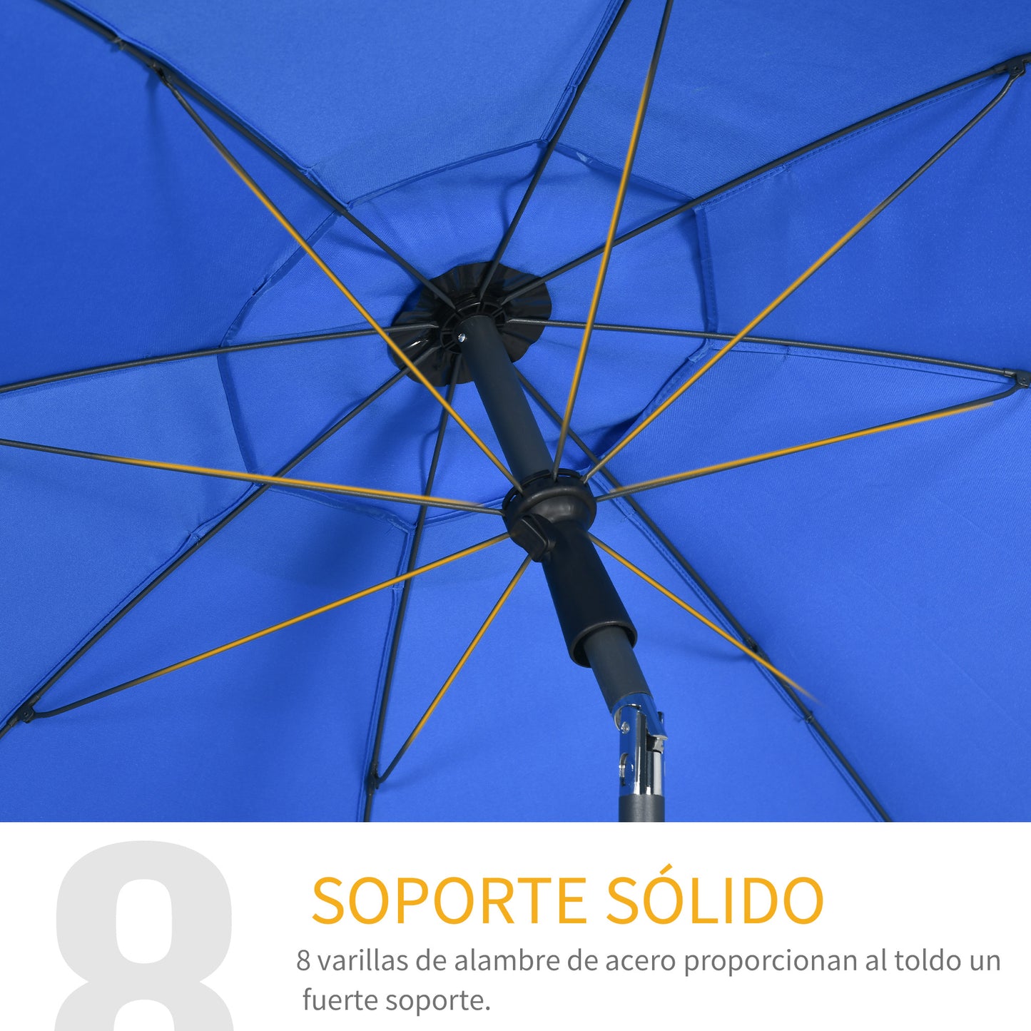 Outsunny Sombrilla De Playa Grande Ø180 Cm Con Ángulo Ajustable Azul_5