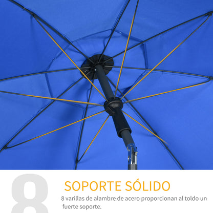 Outsunny Sombrilla De Playa Grande Ø180 Cm Con Ángulo Ajustable Azul_5