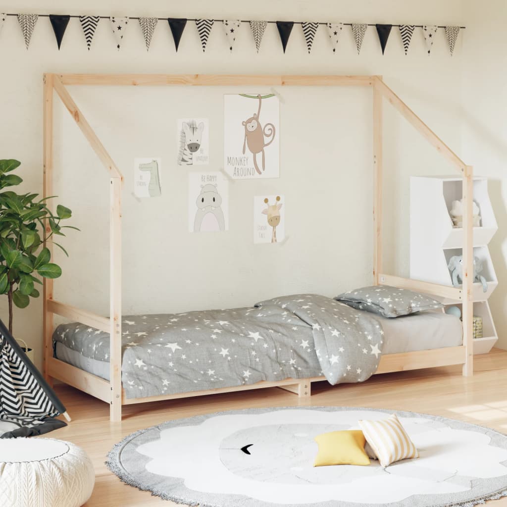 Estructura De Cama Para Niños Madera Maciza De Pino 80x200 Cm / Vetonek_1