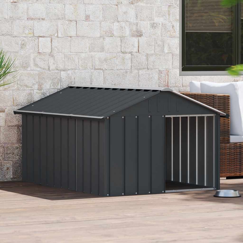 Casa Perros Acero Galvanizado Gris Antracita 116,5x153x81,5 Cm_2