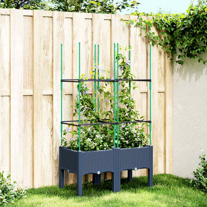 Jardinera Con Enrejado Pp Azul Gris 80x40x142,5 Cm_1