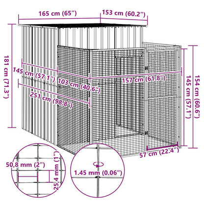 Vidaxl Caseta Perros Corral Acero Galvanizado Gris Claro 165x251x181cm_4