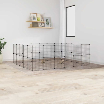 Vidaxl Jaula Para Mascotas De 44 Paneles Puerta Acero Negro 35x35 Cm_1