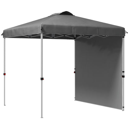 Outsunny Carpa Plegable 2,5x2,5 M Con 1 Pared Lateral Altura Ajustable Gris_0