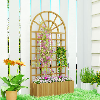 Outsunny Jardinera Con Enrejado De Madera Para Cultivos Verduras 90x30x180 Cm_1