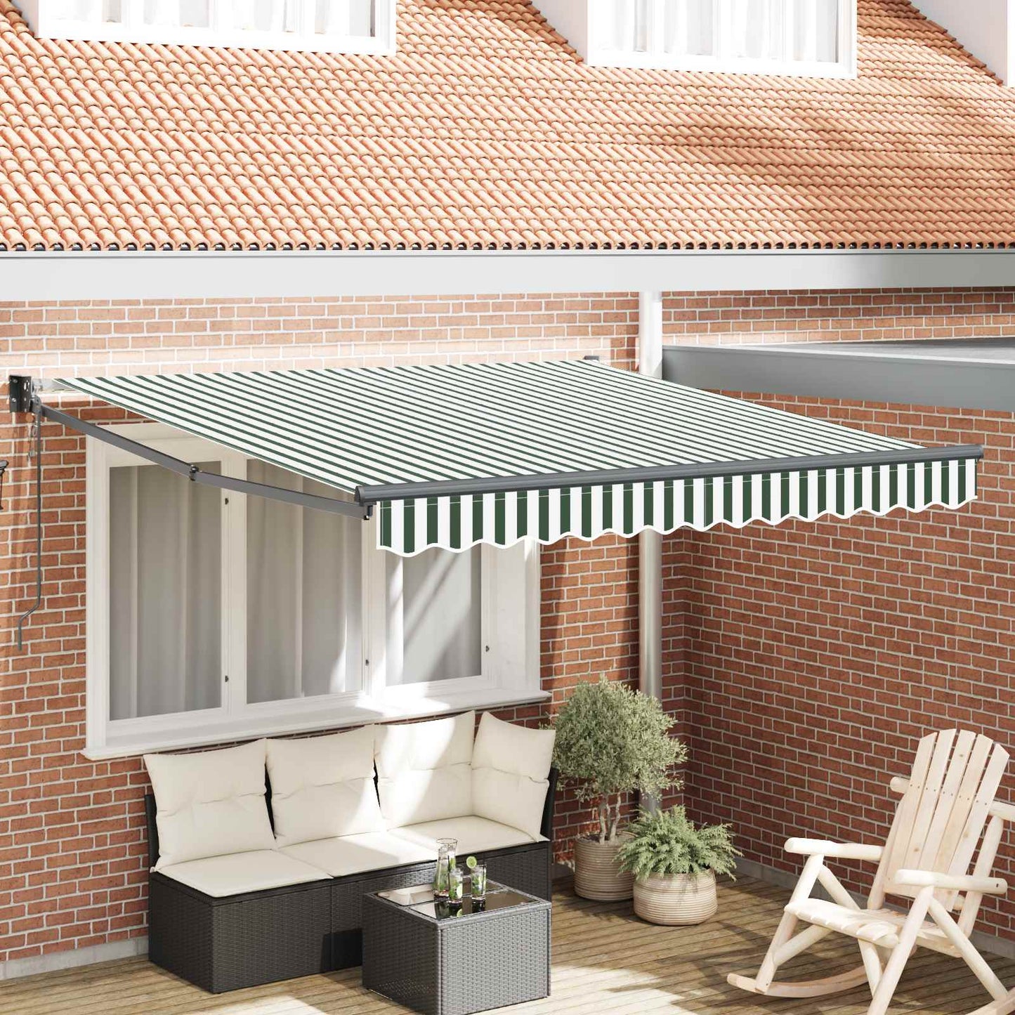 Toldo Retráctil Verde Y Blanco 300 X 250 X 165 Cm_1