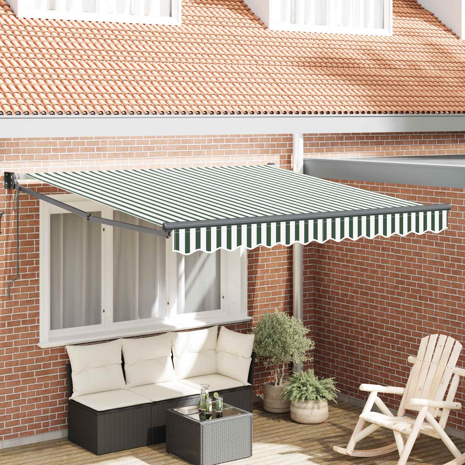 Toldo Retráctil Verde Y Blanco 300 X 250 X 165 Cm_1