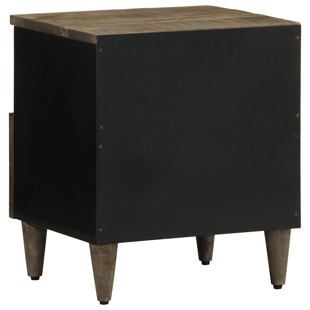Mesita De Noche De Madera Maciza De Mango Gris Claro 40x33x46cm_3