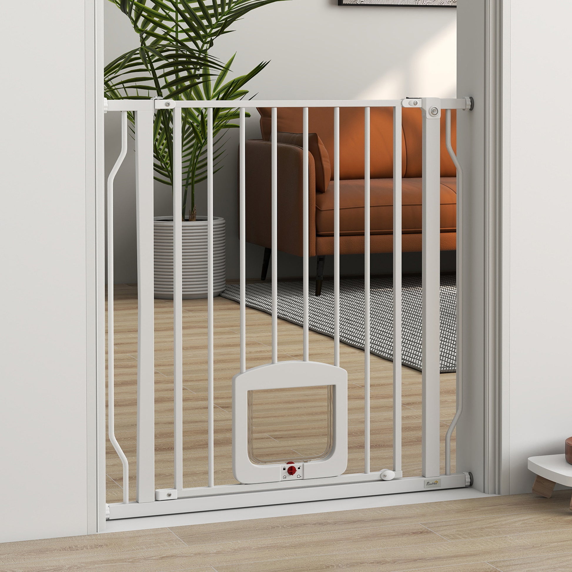 Pawhut Barrera De Seguridad Para Perros Para Escaleras Y Puertas 75-85 Cm Blanco_4