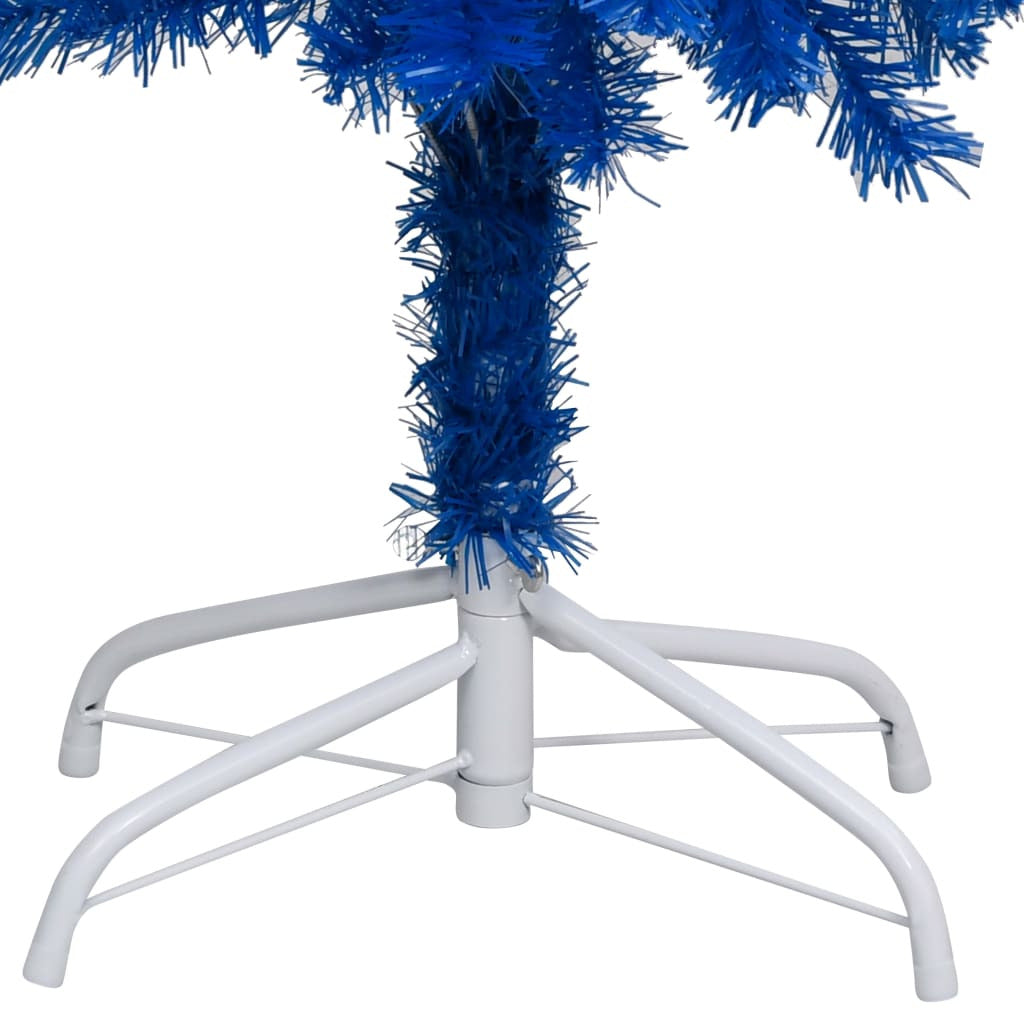 Vidaxl Árbol De Navidad Preiluminado Con Luces Y Soporte Azul 150 Cm_3