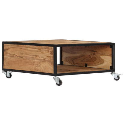 Mesa De Centro De Madera Maciza De Acacia 70x70x32 Cm_2