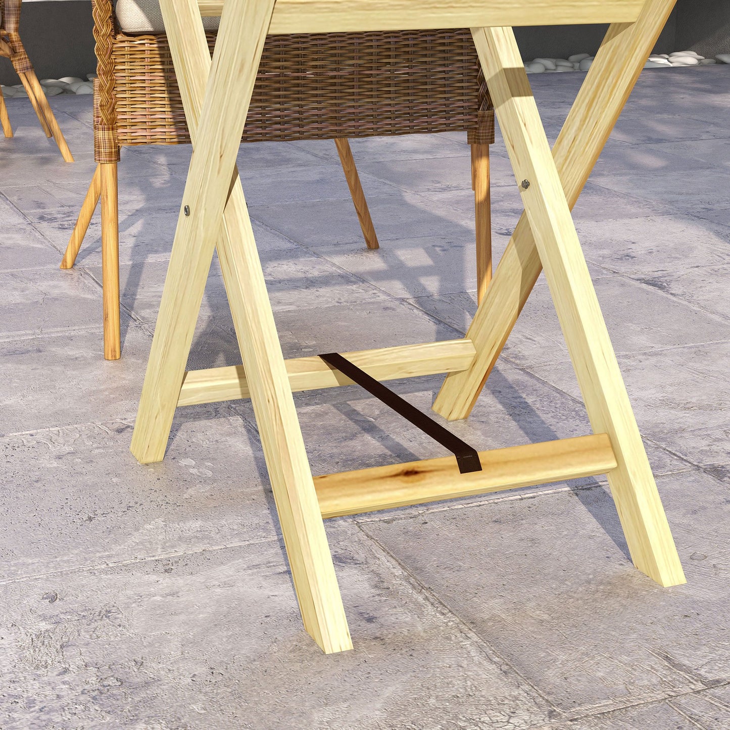 Outsunny Mesa De Jardín Rectangular De Madera Carga 40 Kg 68x44x75 Cm Natural_4