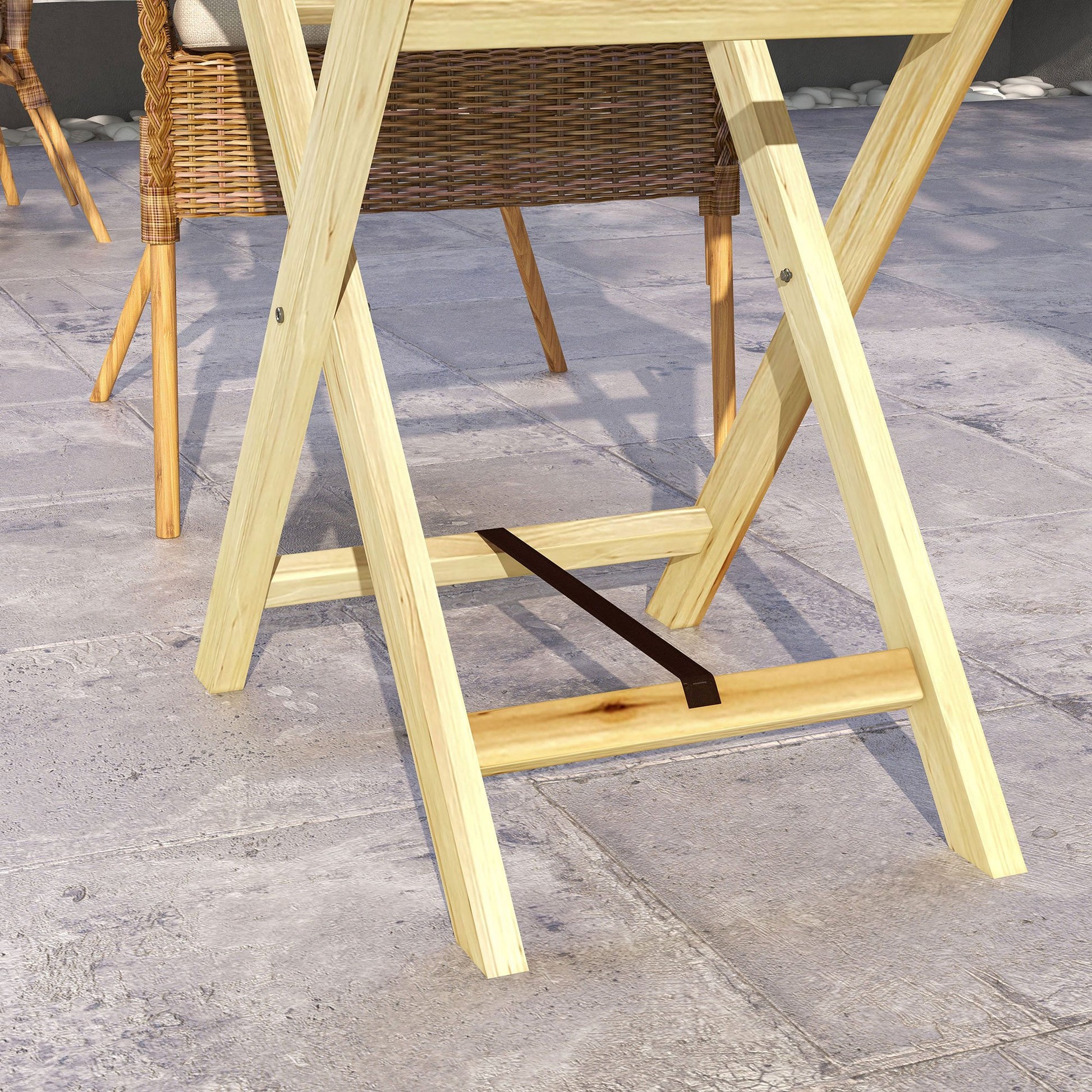 Outsunny Mesa De Jardín Rectangular De Madera Carga 40 Kg 68x44x75 Cm Natural_4