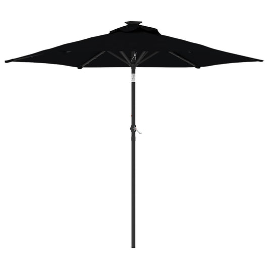 Vidaxl Sombrilla Jardín Con Luces Led Poste Acero Negro 225x225x212 Cm_0