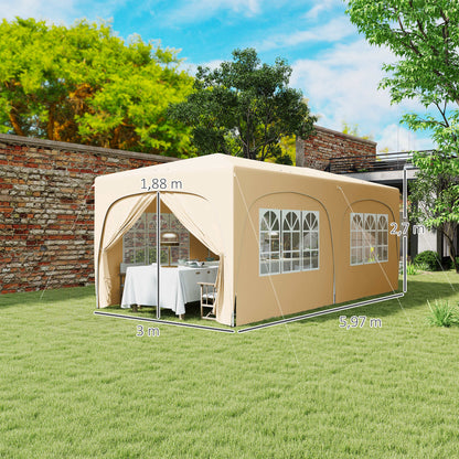 Outsunny Carpa Plegable Gazabo 3x6 M Con Paneles Laterales Upf50+ Arena_2