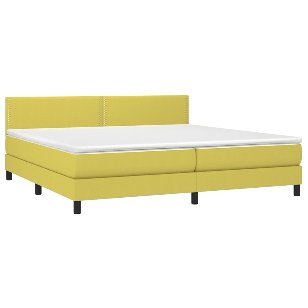 Cama Vica Home Colchón Y Luces Led Tela Verde 200x200 Cm / Vetonek_1